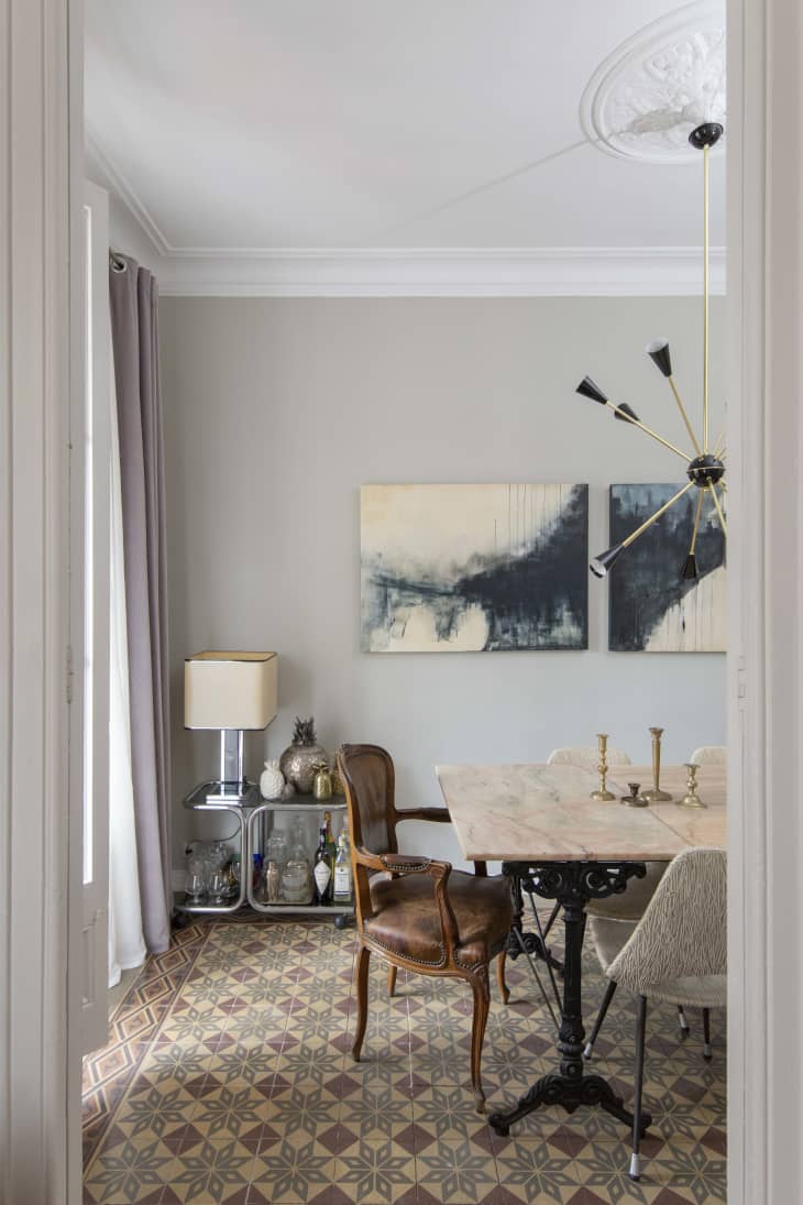 View of Barcelona Apartment With Textured Walls and Tiled Floors | Apartment ...